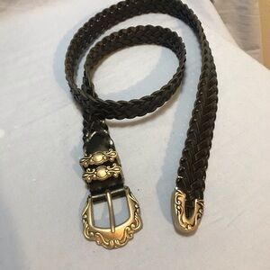 Leather Belt Weave Black